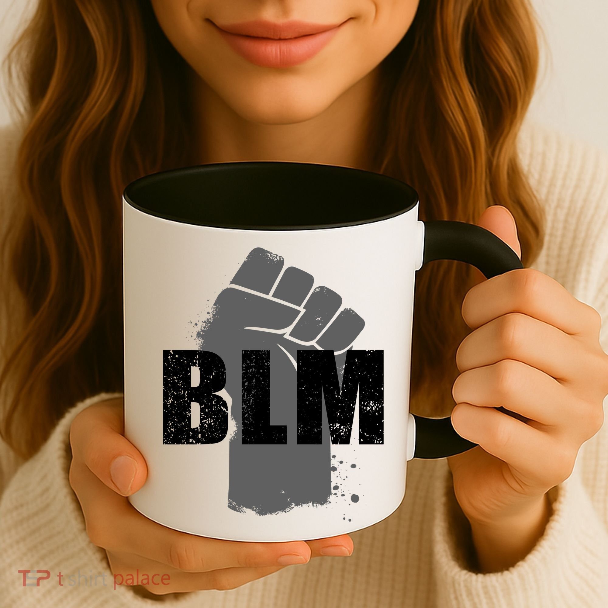 Grey BLM Fist Black Lives Matter Coffee Mug
