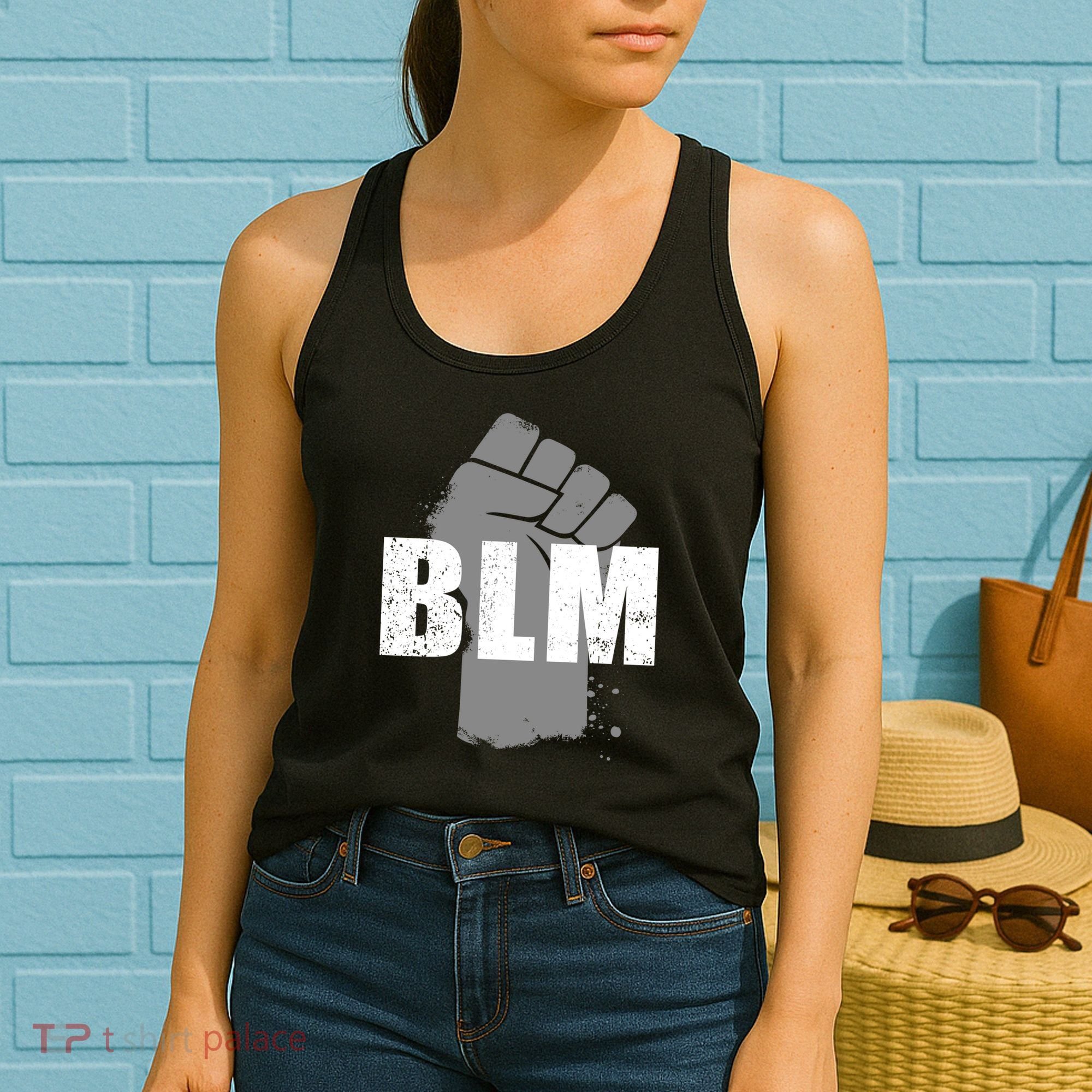 Grey BLM Fist Black Lives Matter Women's Tank Top