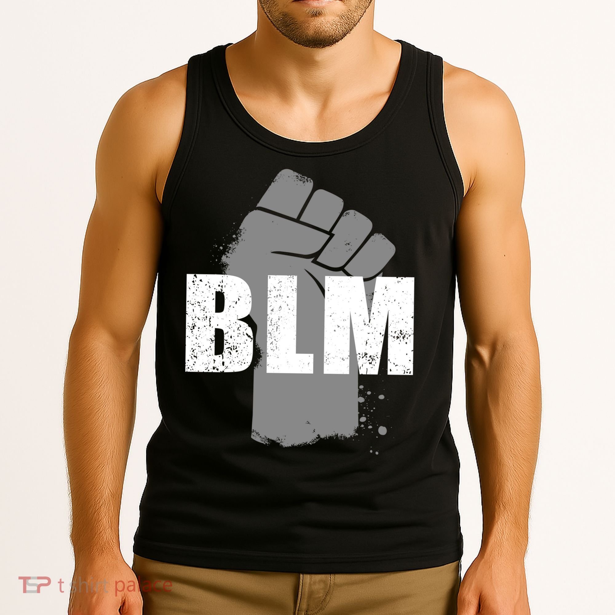 Grey BLM Fist Black Lives Matter Tank Top