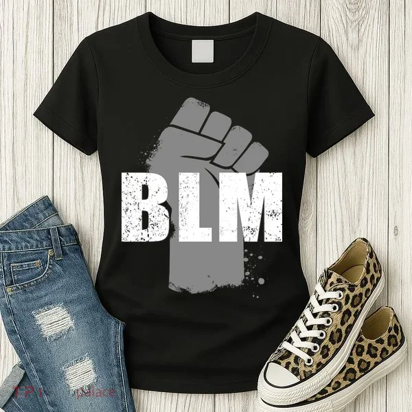 Grey BLM Fist Black Lives Matter Women's T-Shirt