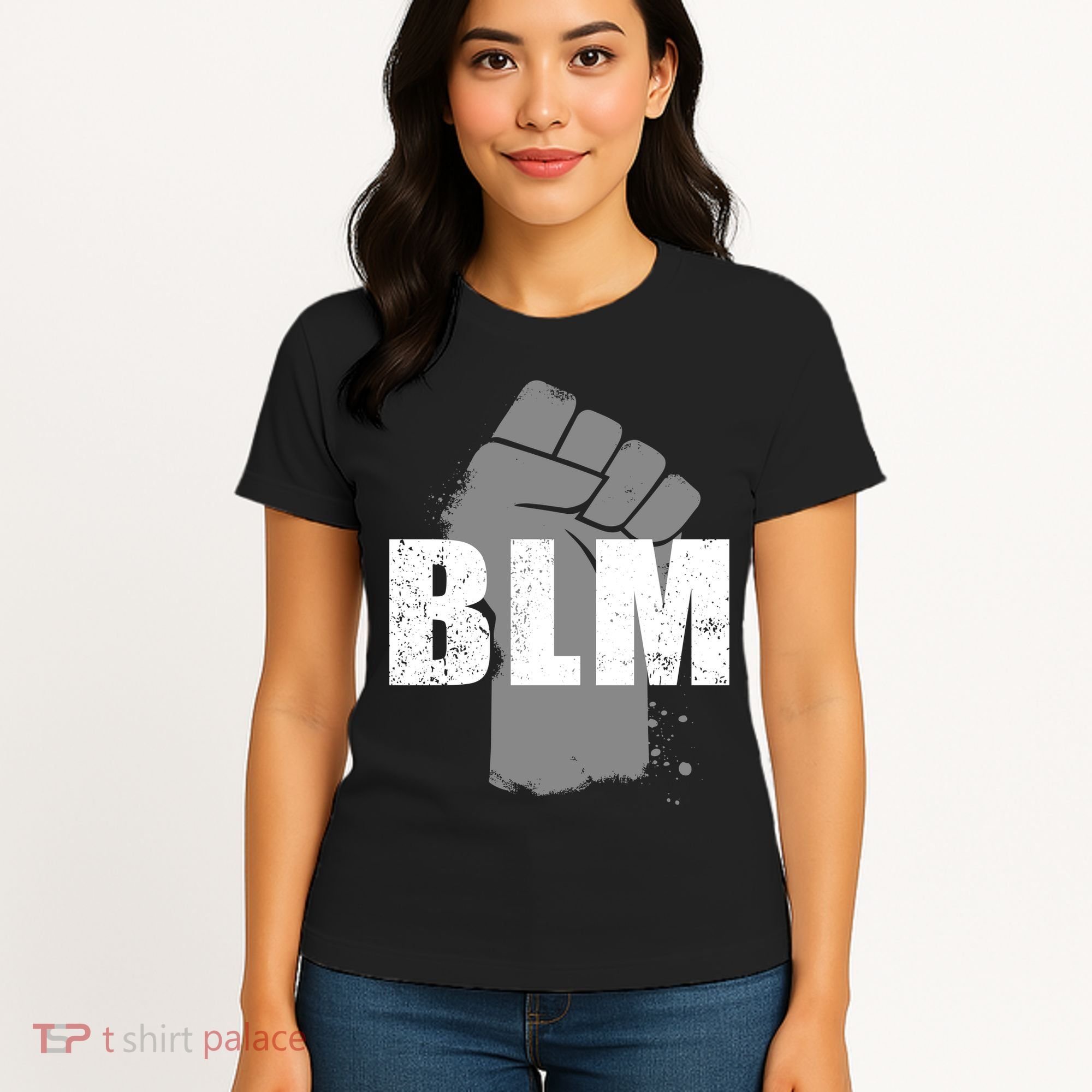 Grey BLM Fist Black Lives Matter Women's T-Shirt