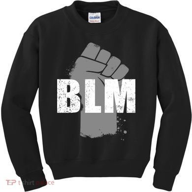 Grey BLM Fist Black Lives Matter Kids Sweatshirt