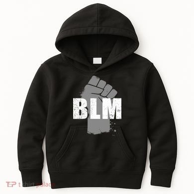 Grey BLM Fist Black Lives Matter Kids Hoodie