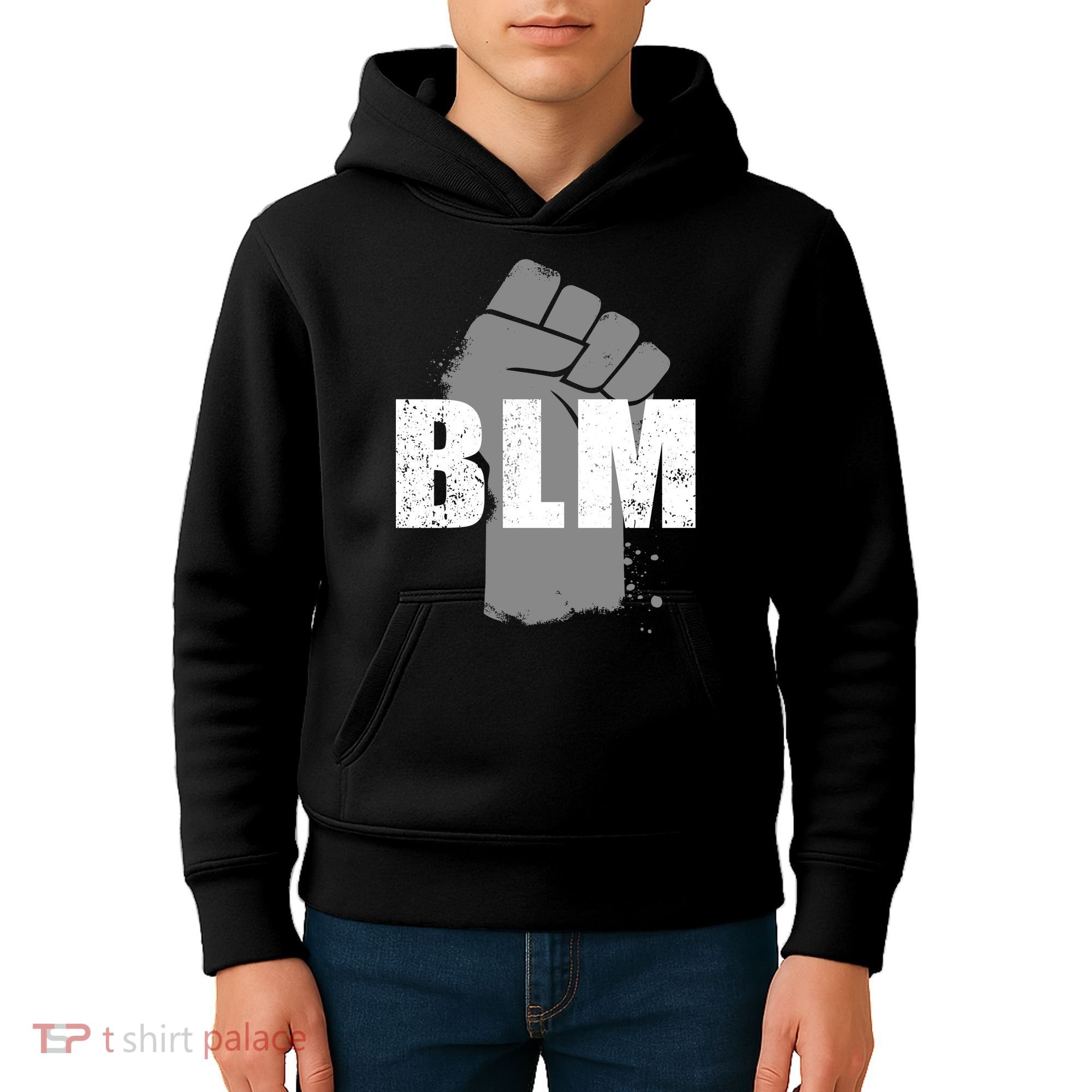 Grey BLM Fist Black Lives Matter Kids Hoodie