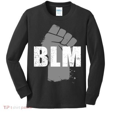 Grey BLM Fist Black Lives Matter Kids Long Sleeve Shirt