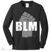 Grey BLM Fist Black Lives Matter Kids Long Sleeve Shirt thumb 0