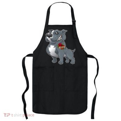 Grey Pitbull I Love Mom Apron