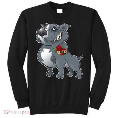 Grey Pitbull I Love Mom Sweatshirt