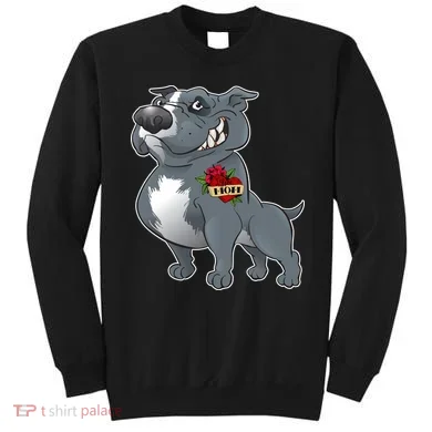 Grey Pitbull I Love Mom Sweatshirt