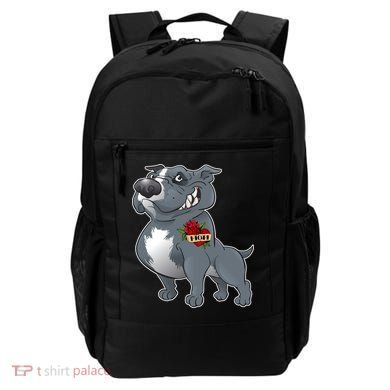 Grey Pitbull I Love Mom Backpack