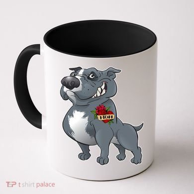 Grey Pitbull I Love Mom Coffee Mug