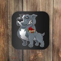 Grey Pitbull I Love Mom Coaster thumb 0