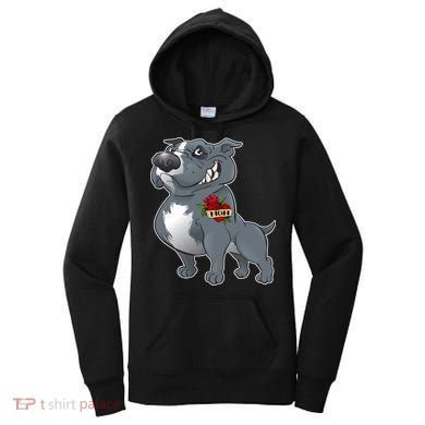 Grey Pitbull I Love Mom Women's Hoodie