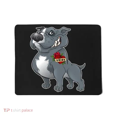 Grey Pitbull I Love Mom Mousepad