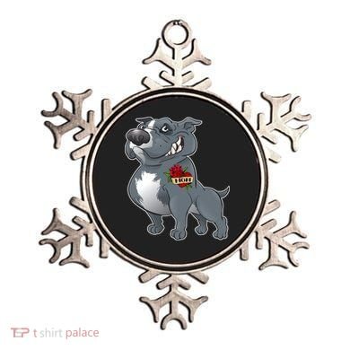 Grey Pitbull I Love Mom Ornament