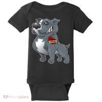 Grey Pitbull I Love Mom Baby Bodysuit thumb 0