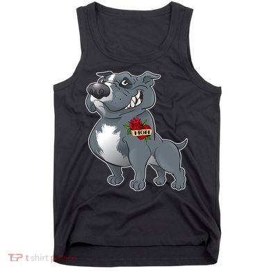 Grey Pitbull I Love Mom Tank Top
