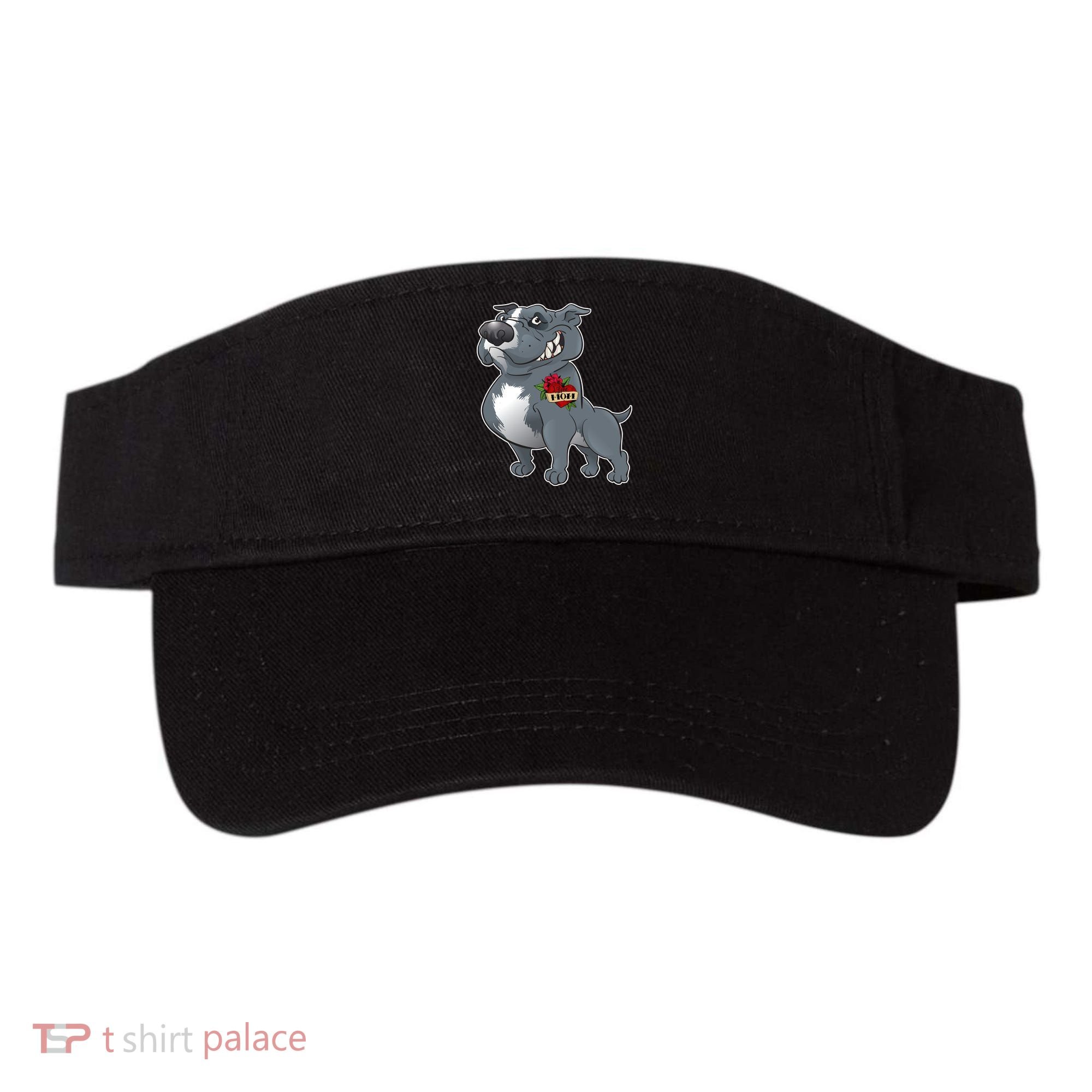 Grey Pitbull I Love Mom Visor