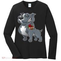 Grey Pitbull I Love Mom Women's Long Sleeve Shirt thumb 0