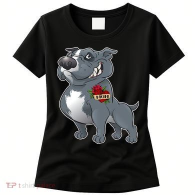 Grey Pitbull I Love Mom Women's T-Shirt