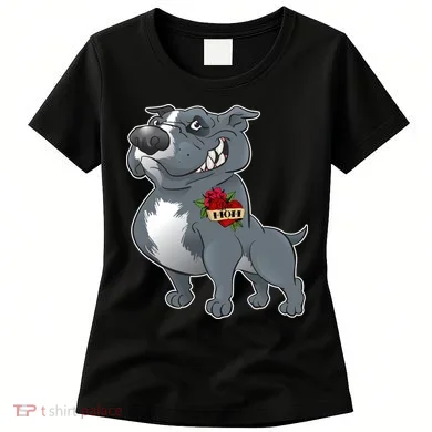 Grey Pitbull I Love Mom Women's T-Shirt