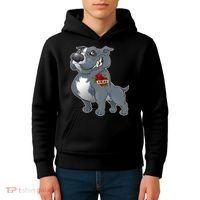 Grey Pitbull I Love Mom Kids Hoodie thumb 4