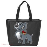 Grey Pitbull I Love Mom Tote Bag thumb 0
