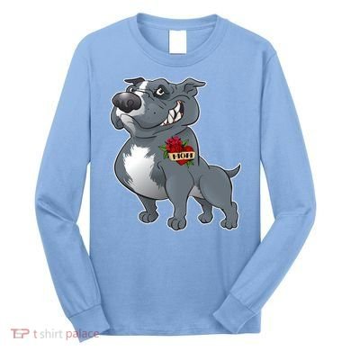 Grey Pitbull I Love Mom Long Sleeve Shirt