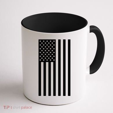 Grey Style America Flag Coffee Mug back