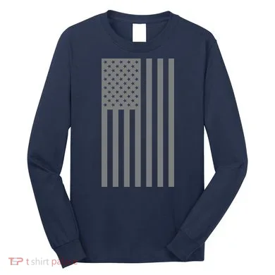 Grey Style America Flag Long Sleeve Shirt