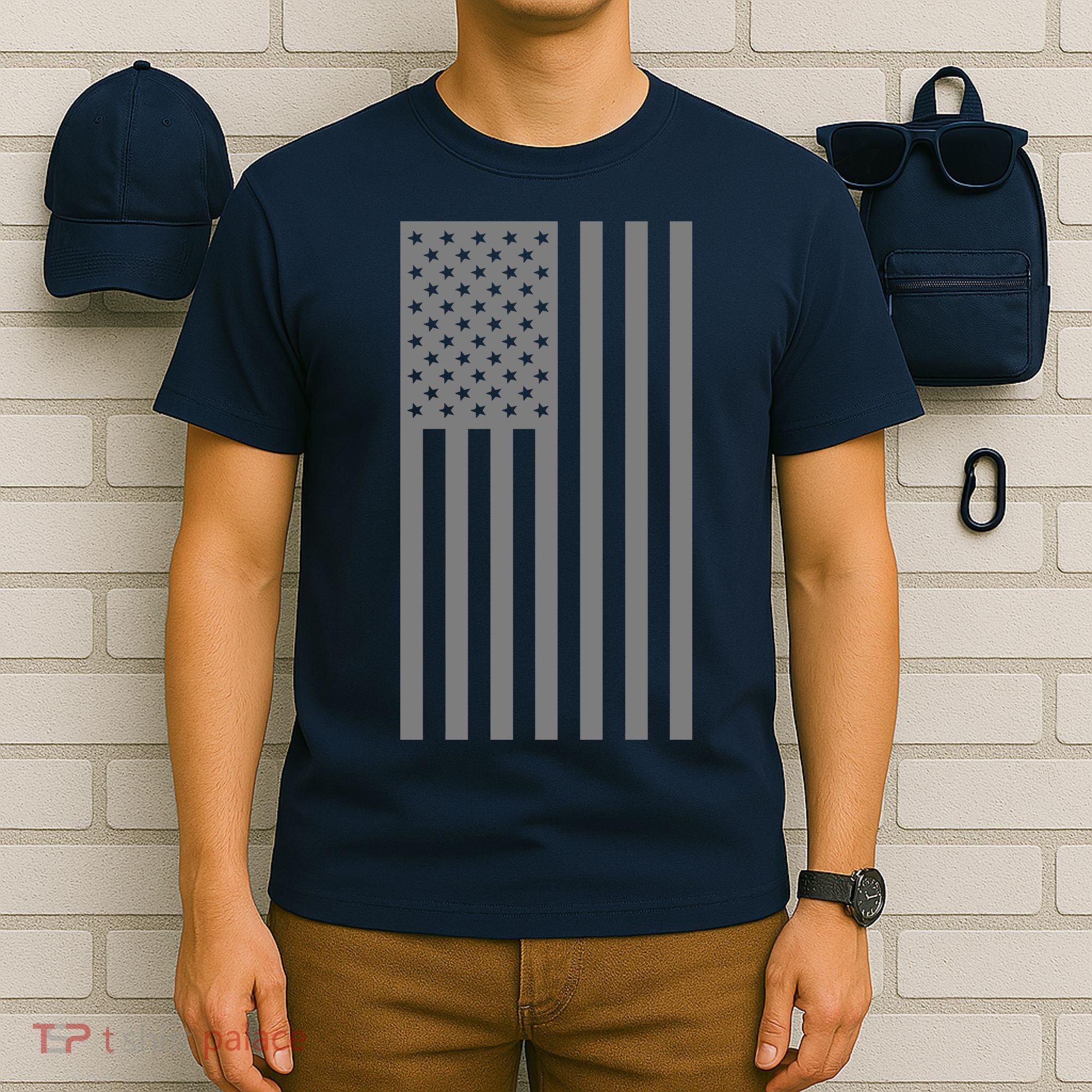 Grey Style America Flag T-Shirt