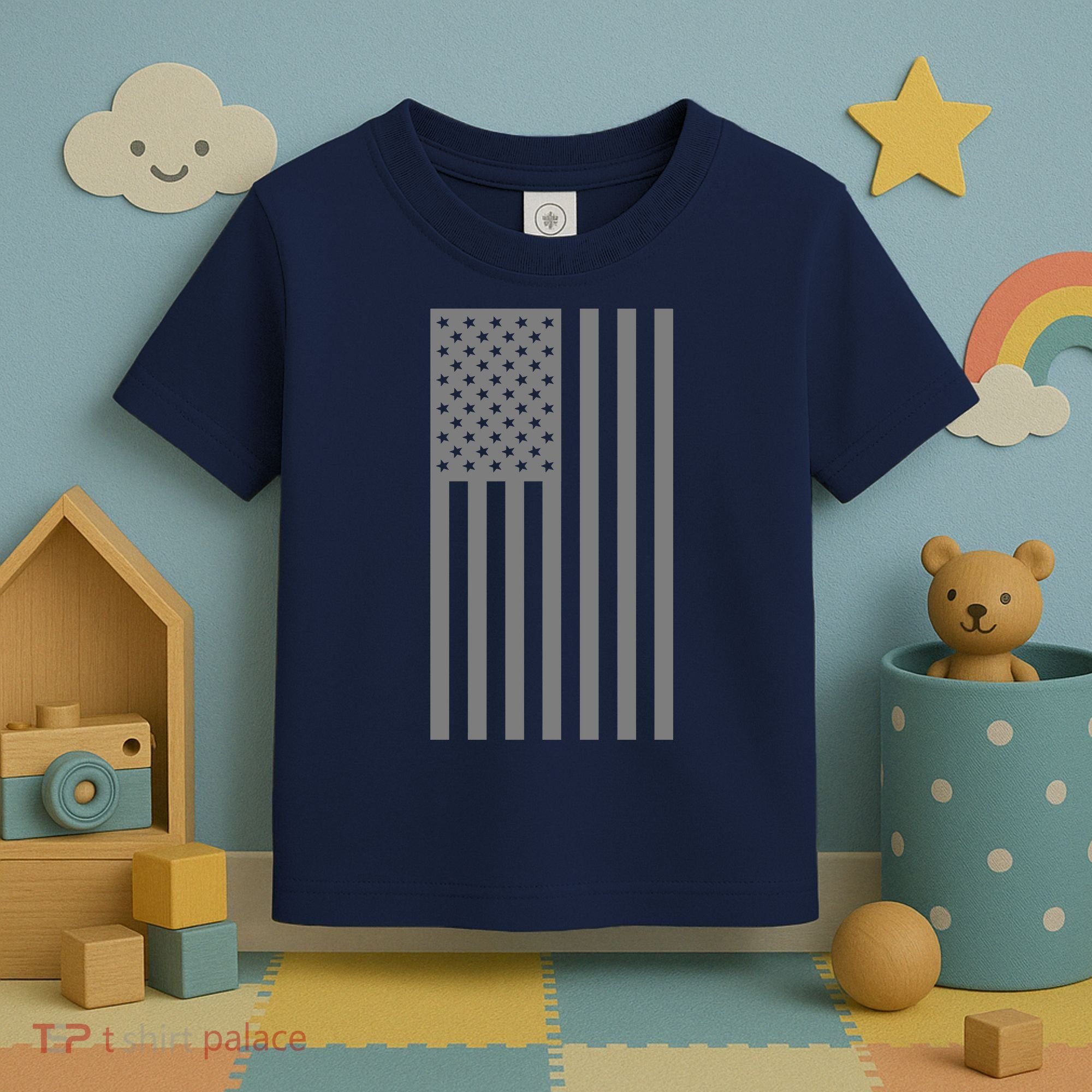 Grey Style America Flag Toddler T-Shirt