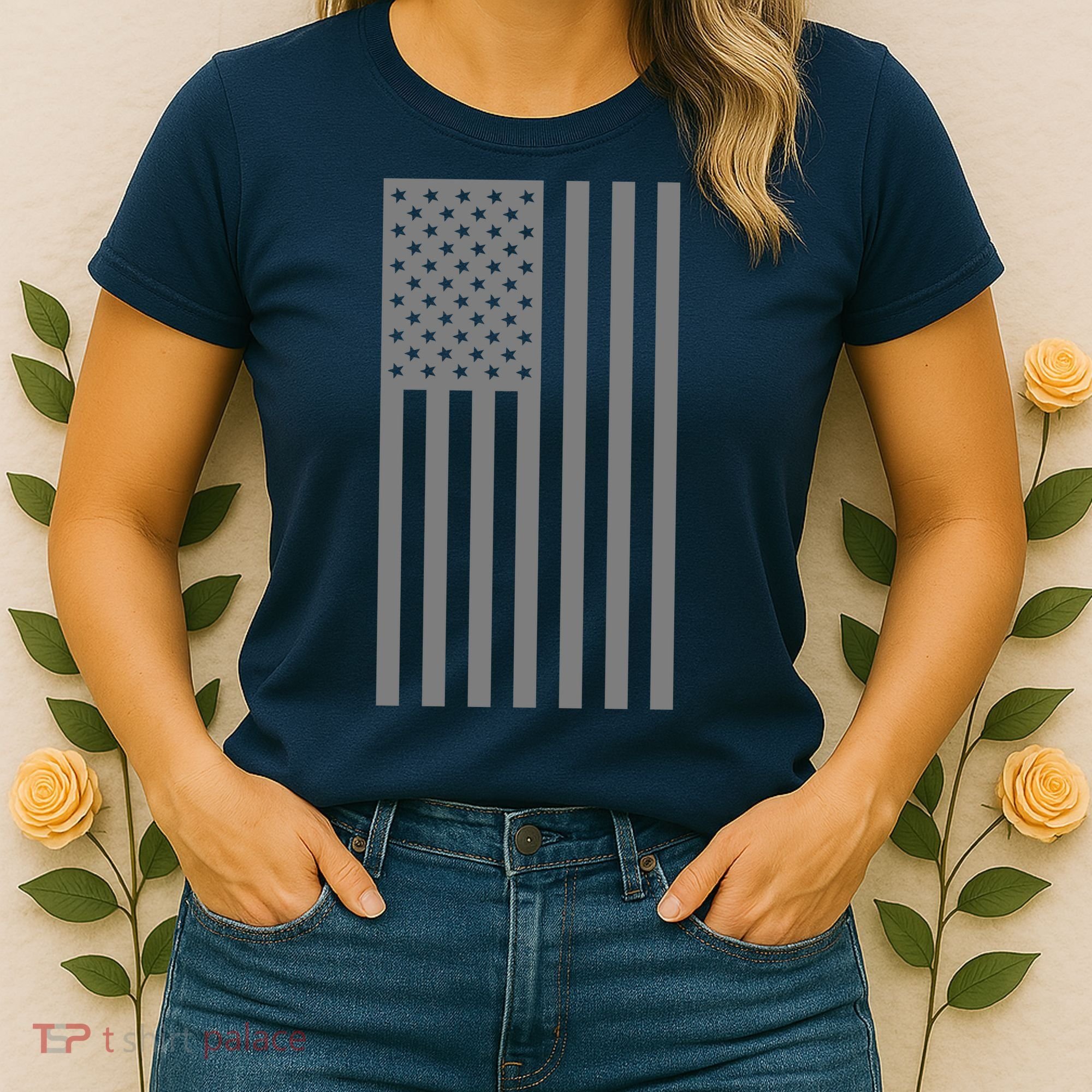 Grey Style America Flag Women's T-Shirt