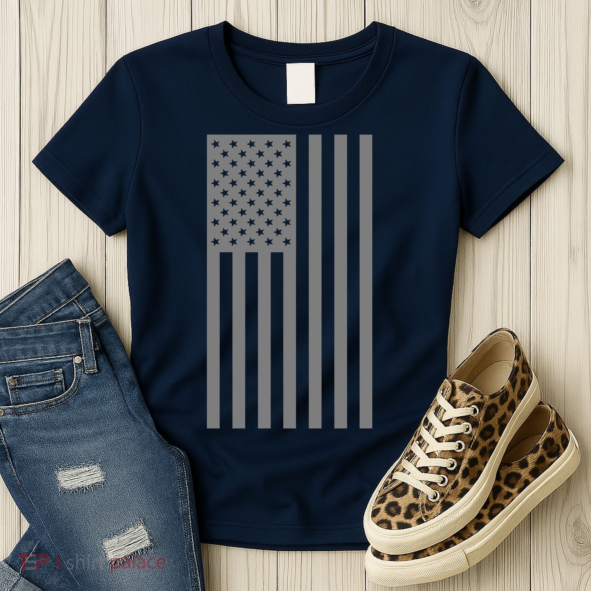 Grey Style America Flag Women's T-Shirt