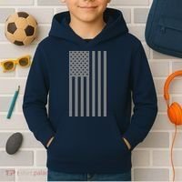 Grey Style America Flag Kids Hoodie thumb 2