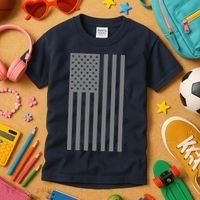 Grey Style America Flag Kids T-Shirt thumb 3