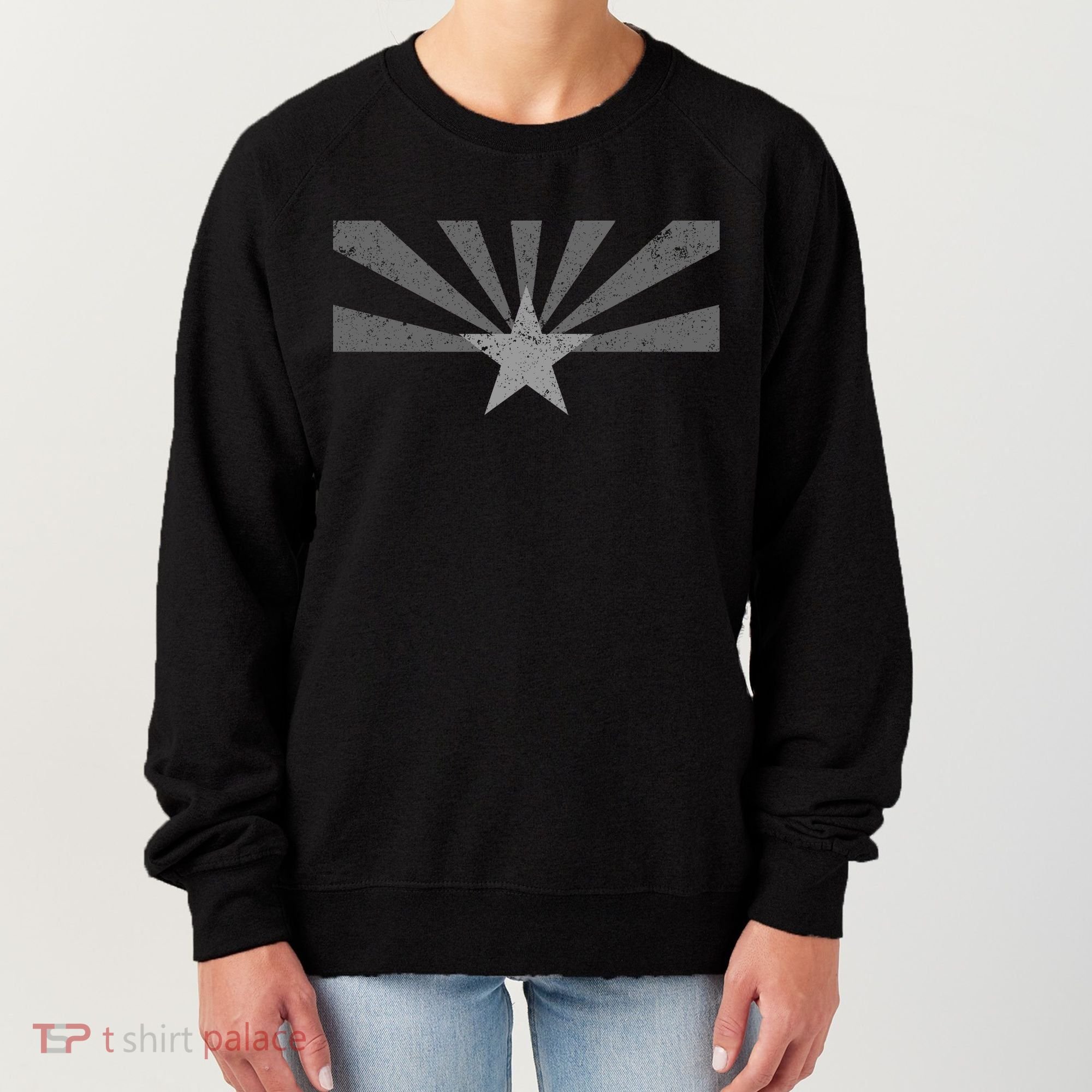 Grey Style Arizona State Flag Distressed  Women's Sweatshirt