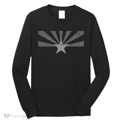 Grey Style Arizona State Flag Distressed  Long Sleeve Shirt