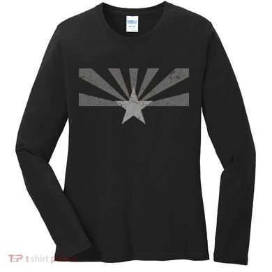 Grey Style Arizona State Flag Distressed  Women's Long Sleeve Shirt