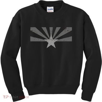 Grey Style Arizona State Flag Distressed  Kids Sweatshirt