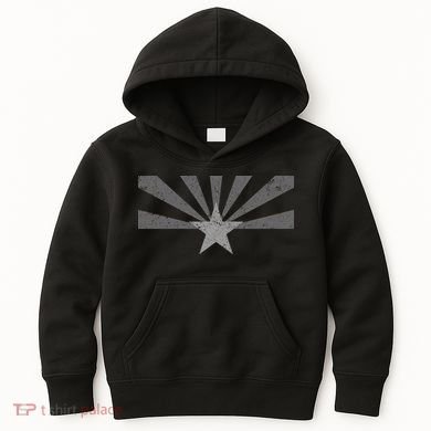 Grey Style Arizona State Flag Distressed  Kids Hoodie
