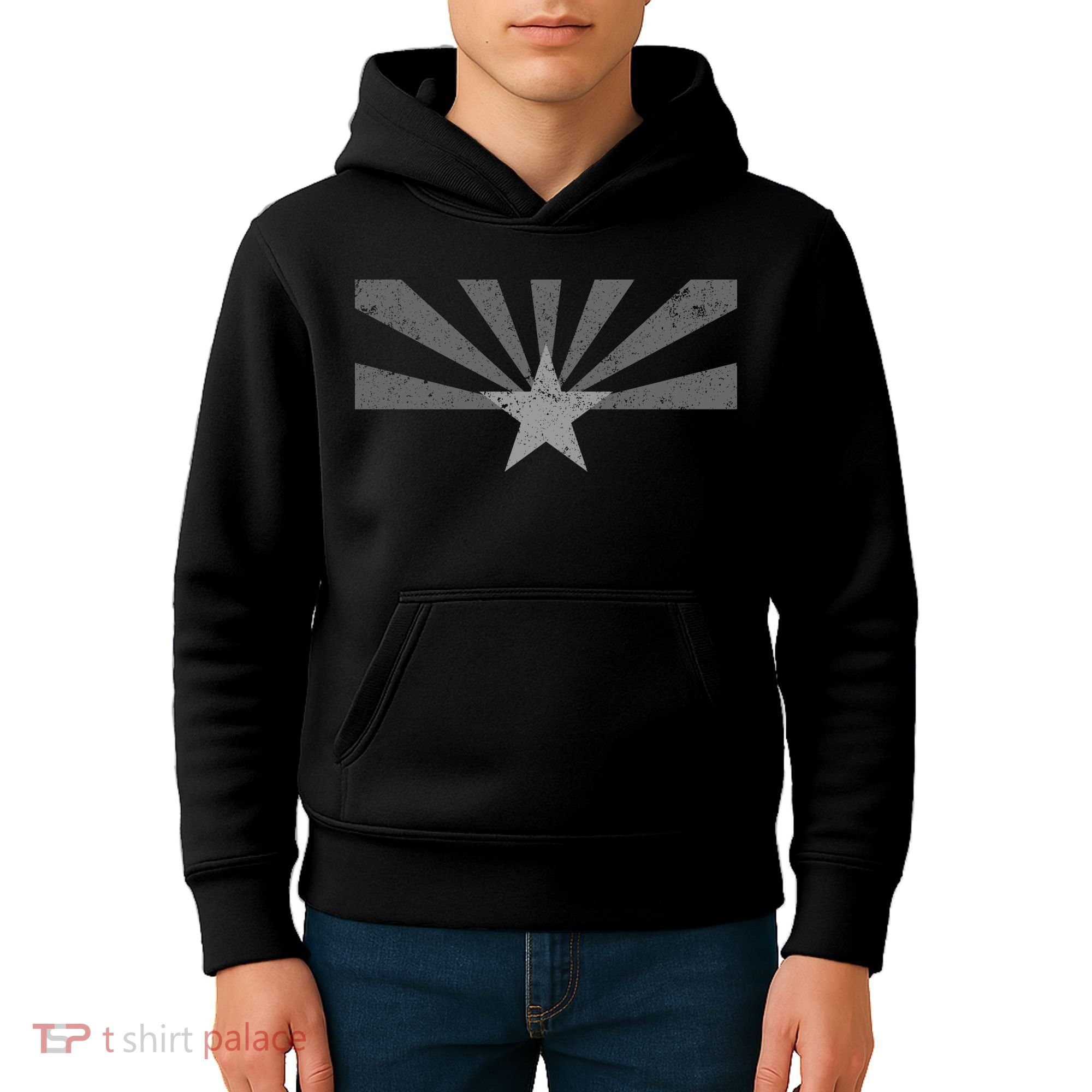 Grey Style Arizona State Flag Distressed  Kids Hoodie