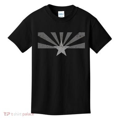 Grey Style Arizona State Flag Distressed  Kids T-Shirt