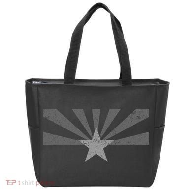 Grey Style Arizona State Flag Distressed  Tote Bag
