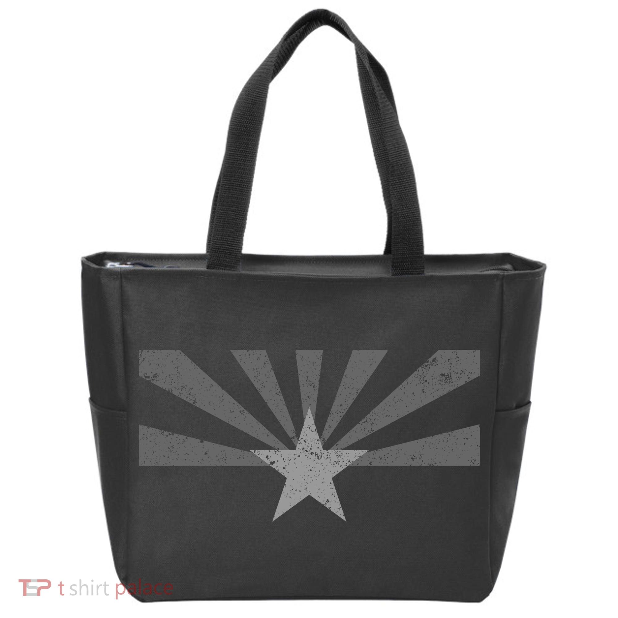 Grey Style Arizona State Flag Distressed  Tote Bag
