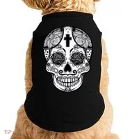 Grey Style Flower Skull Skeleton Graphic Doggie Tank thumb 0