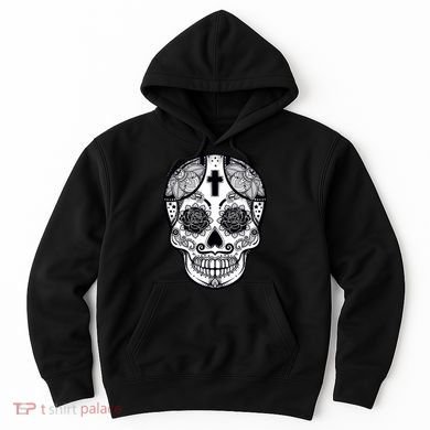 Grey Style Flower Skull Skeleton Graphic Hoodie