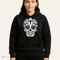 Grey Style Flower Skull Skeleton Graphic Hoodie thumb 5