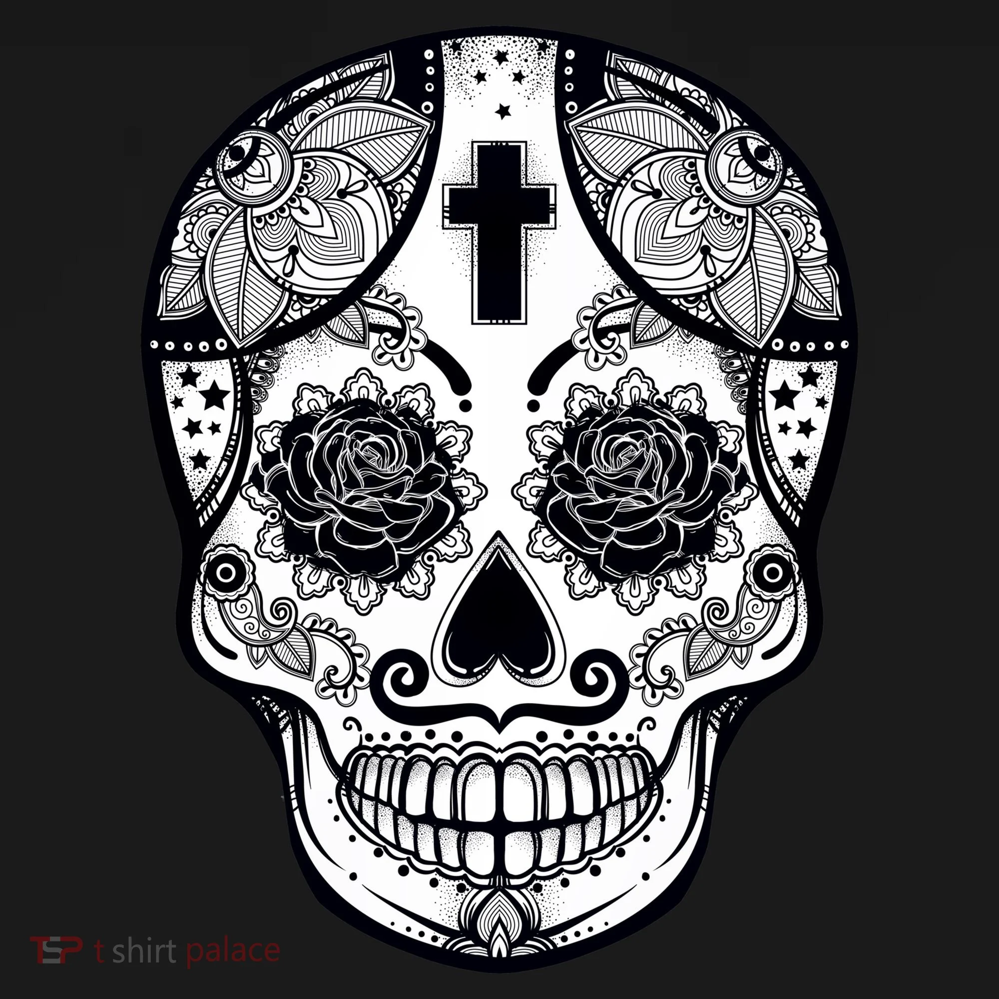 Grey Style Flower Skull Skeleton Graphic Apron
