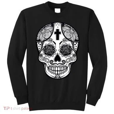 Grey Style Flower Skull Skeleton Graphic Sweatshirt